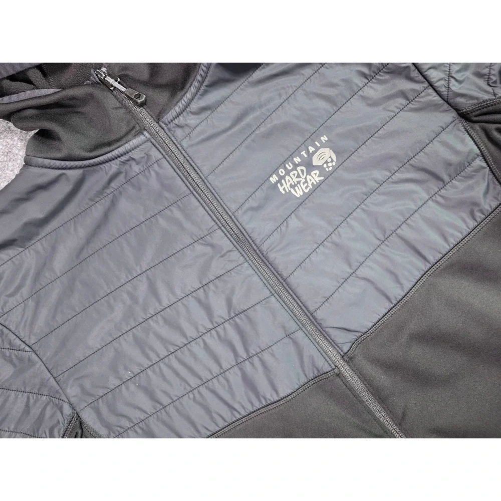 Mountain Hardwear Hybrid Jacket Mens L Black Insulated Softshell Hooded